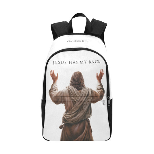 "Jesus Has My Back" Christian Backpack-Black Side Accent (Choose White or Grey shades)
