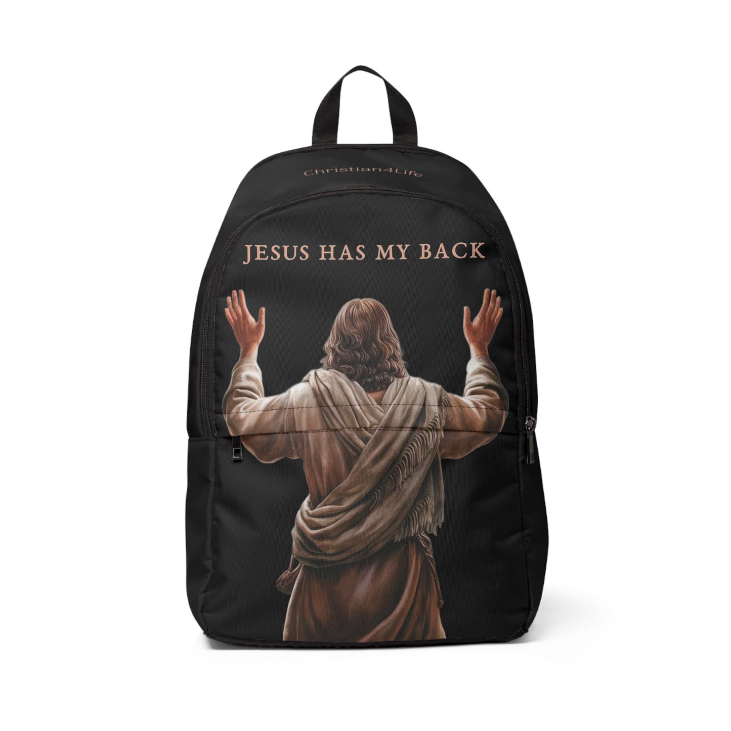 "Jesus Has My Back" Graphic design Christian Backpack (black) Bags Christian4Life