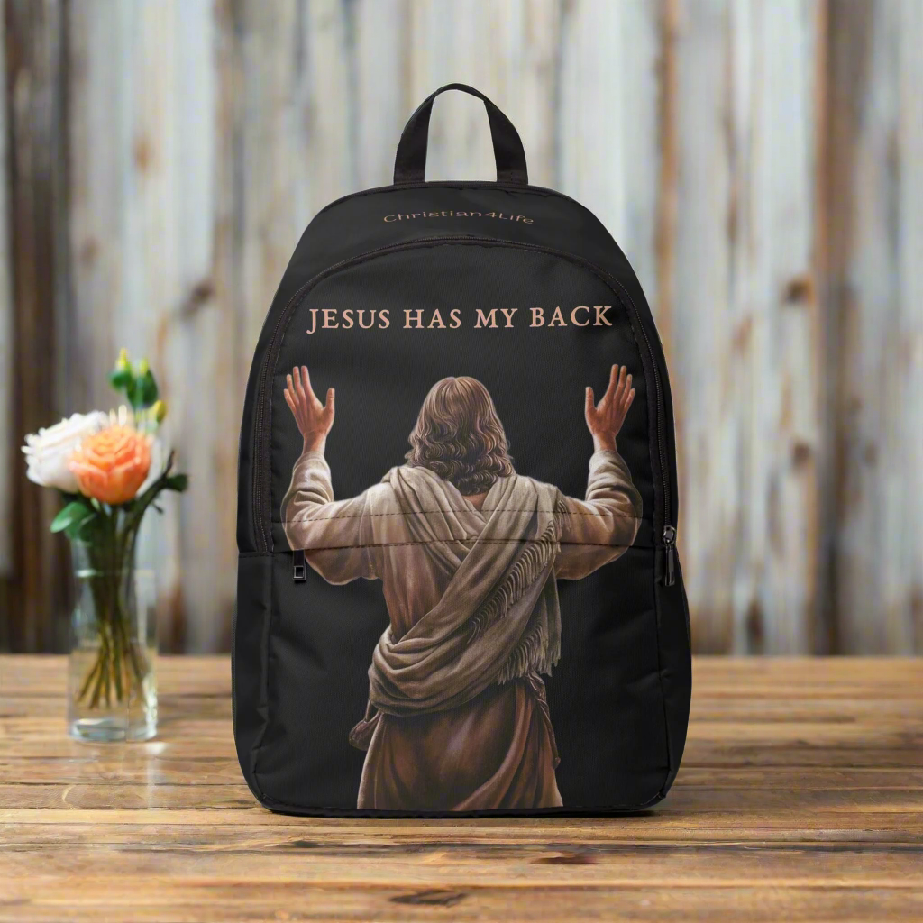 โJesus Has My Backโ Graphic design Christian Backpack (black) - One size - Bags