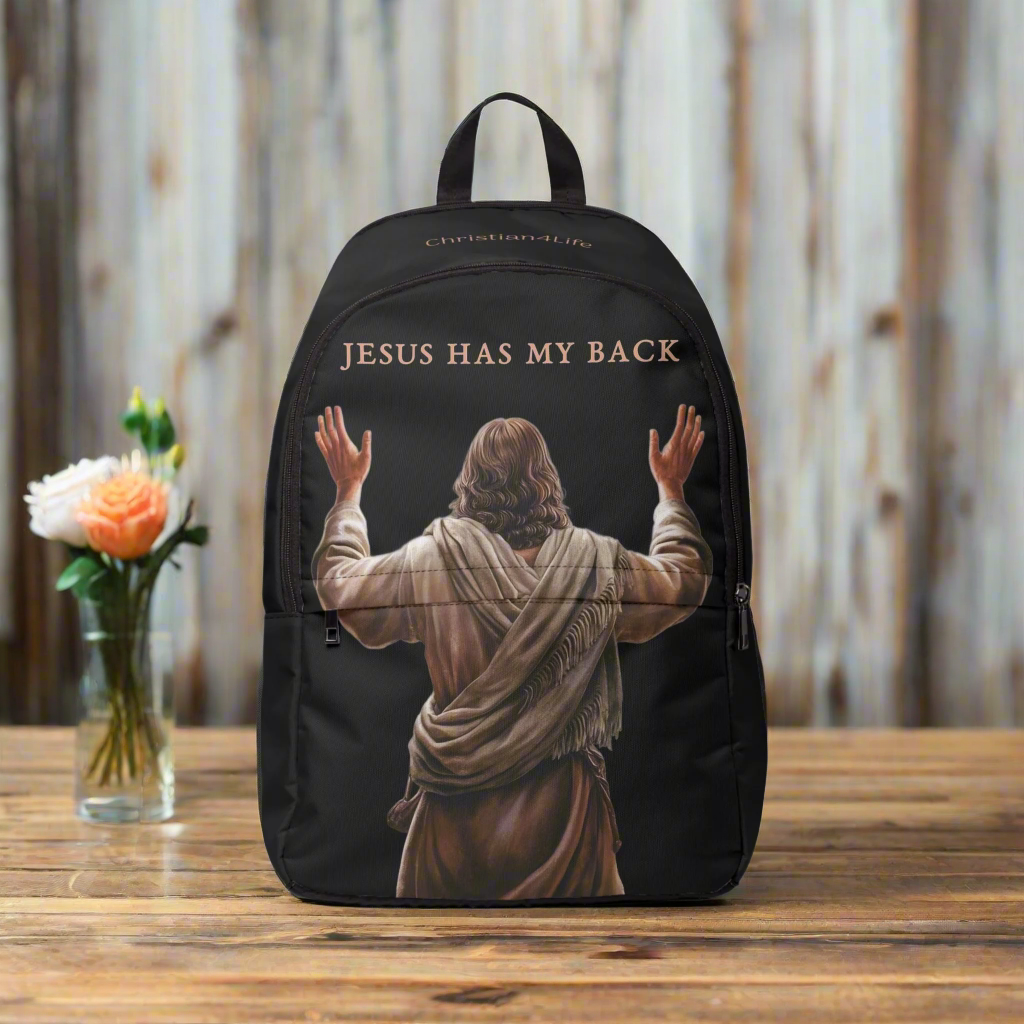 "Jesus Has My Back" Graphic design Christian Backpack (black) Bags Christian4Life