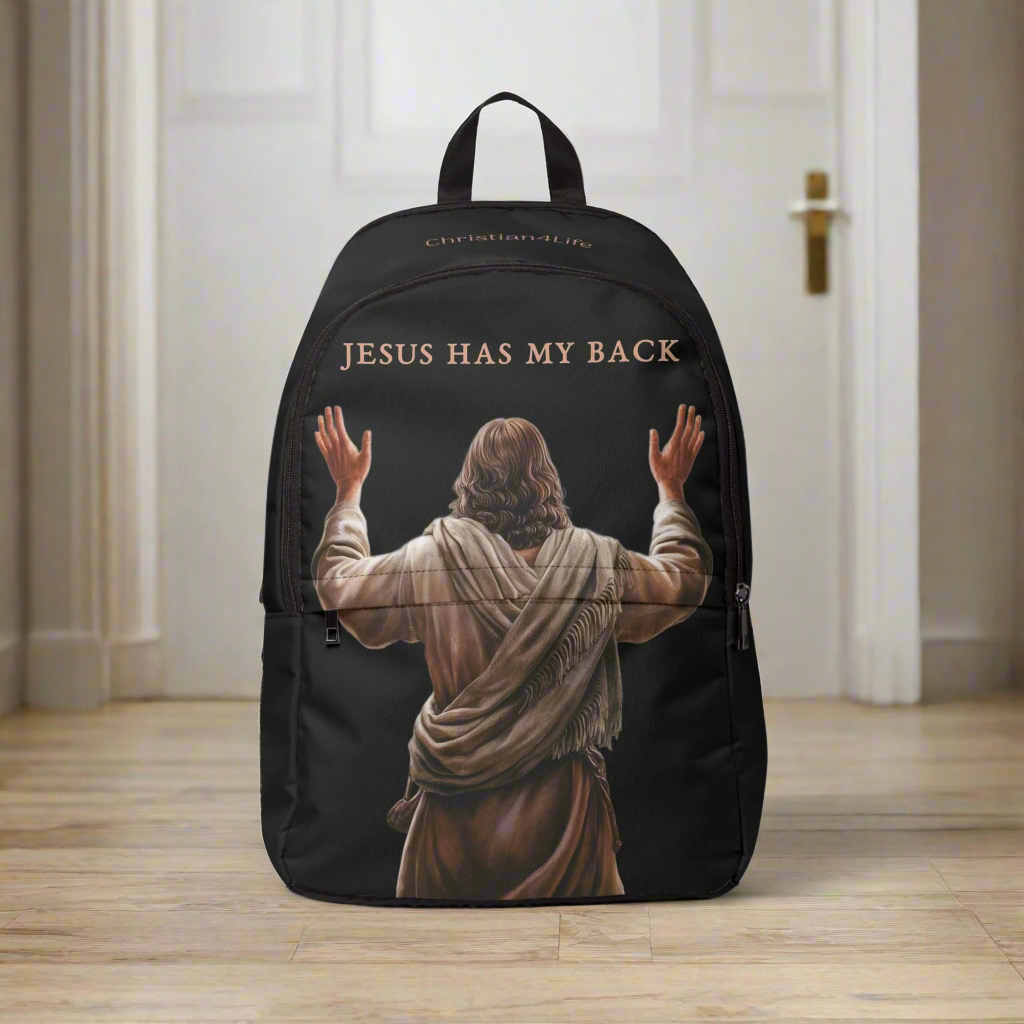 "Jesus Has My Back" Graphic design Christian Backpack (black) Bags Christian4Life