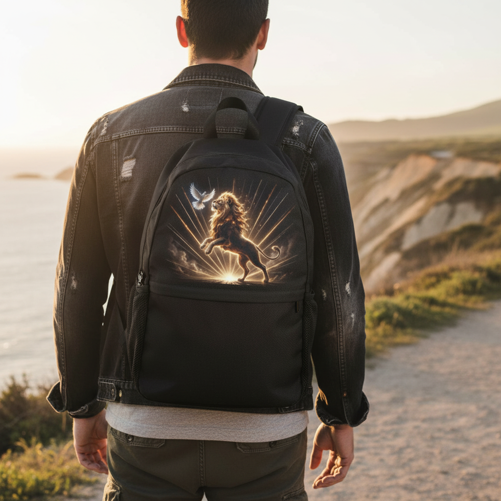 Lion of Judah and Holy Spirit with Golden Rays Casual Backpack