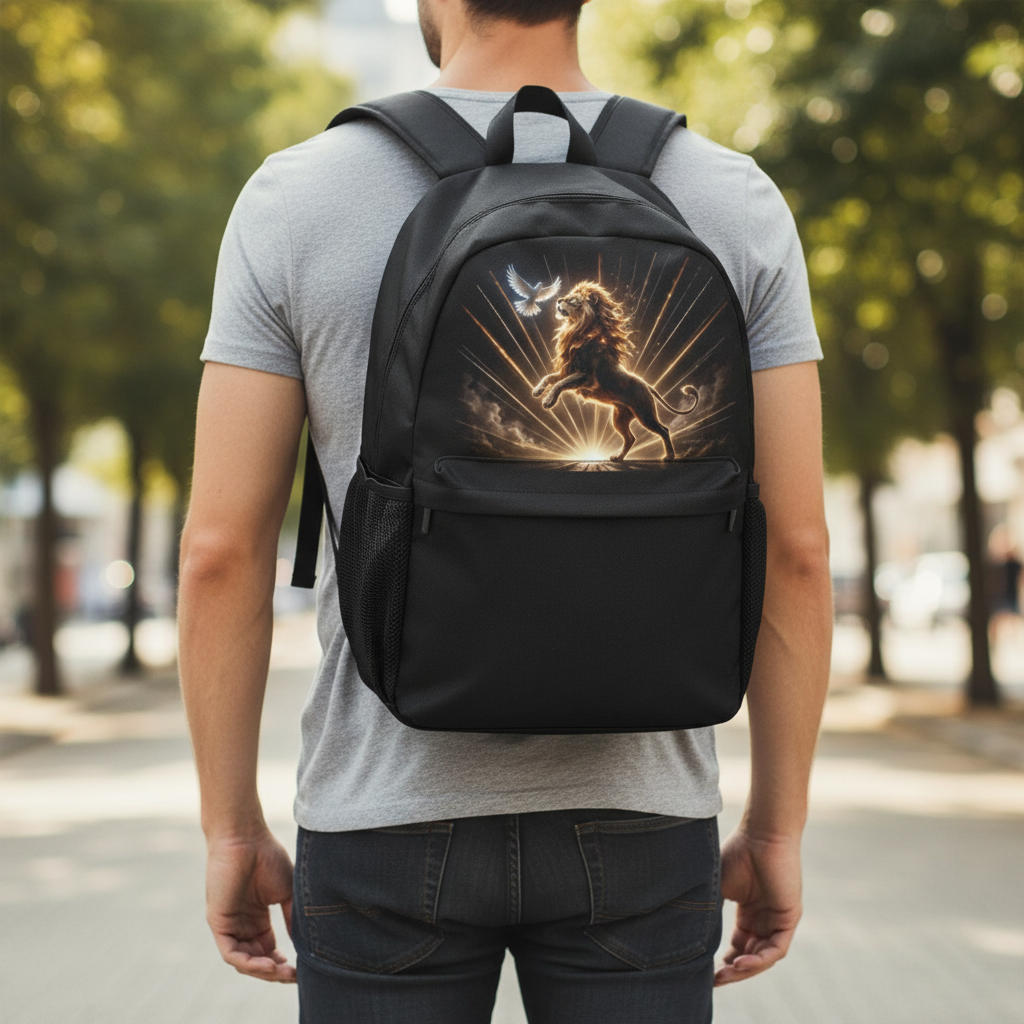 Lion of Judah and Holy Spirit with Golden Rays Casual Backpack