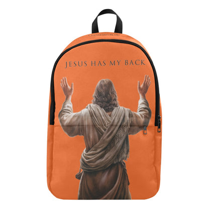 "Jesus Has My Back" Graphic design Christian Backpack (Choose Orange Shade)