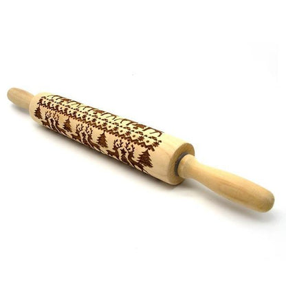 Rolling Pin with Reindeer Christmas Embossing - 13 inch Accessories Christian4Life