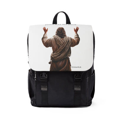 "Jesus Has My Back" Unisex Casual Shoulder Backpack (white) Bags Christian4Life