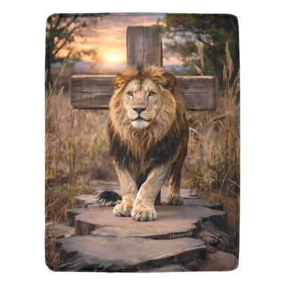 Lion of Judah Rock and Cross - Ultra-Soft Micro Fleece Blanket (multiple sizes)