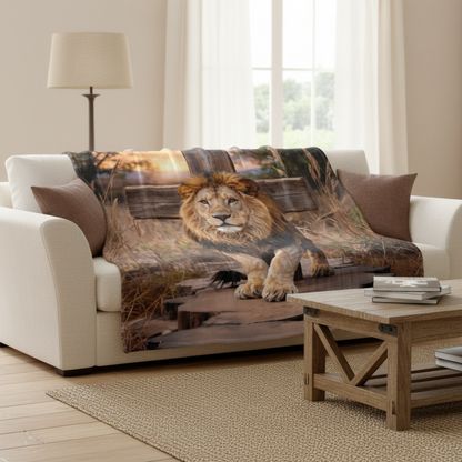 Lion of Judah Rock and Cross - Ultra-Soft Micro Fleece Blanket (multiple sizes)