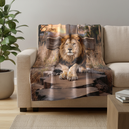 Lion of Judah Rock and Cross - Ultra-Soft Micro Fleece Blanket (multiple sizes)