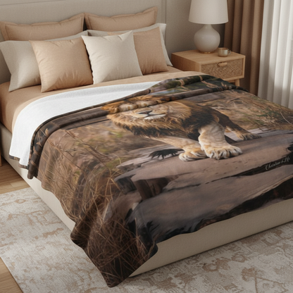 Lion of Judah Rock and Cross - Ultra-Soft Micro Fleece Blanket (multiple sizes)