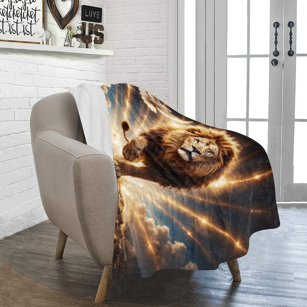 Lion of Judah, Holy Spirit, Clouds and Golden Rays -Ultra-Soft Micro Fleece Blanket (4 sizes)
