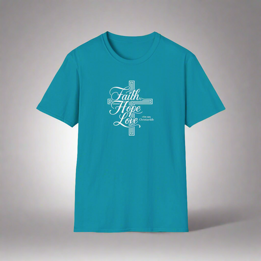 Unisex "Faith, Hope, Love" Christian Cotton Softstyle T-Shirt