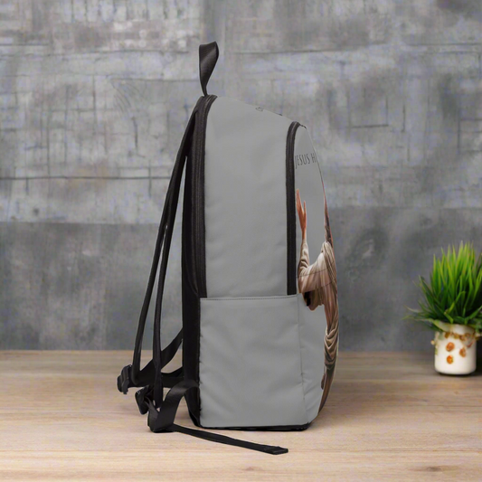 ’Jesus Has My Back’ Graphic design Christian Backpack (grey) - One size - Bags