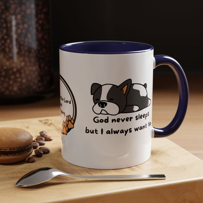 Christian "God never sleeps" 11 oz and 15oz Accent Mug, multiple colors, Christian Mug