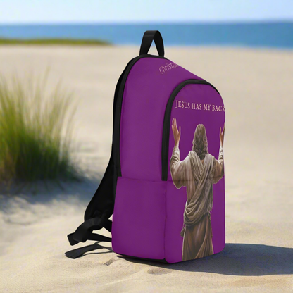 "Jesus Has My Back" Christian Backpack (Choose Purple Shade)