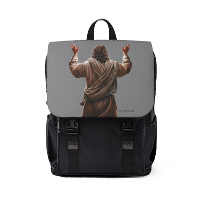 "Jesus Has My Back" Unisex Casual Shoulder Backpack, Backpack-Purse (grey)