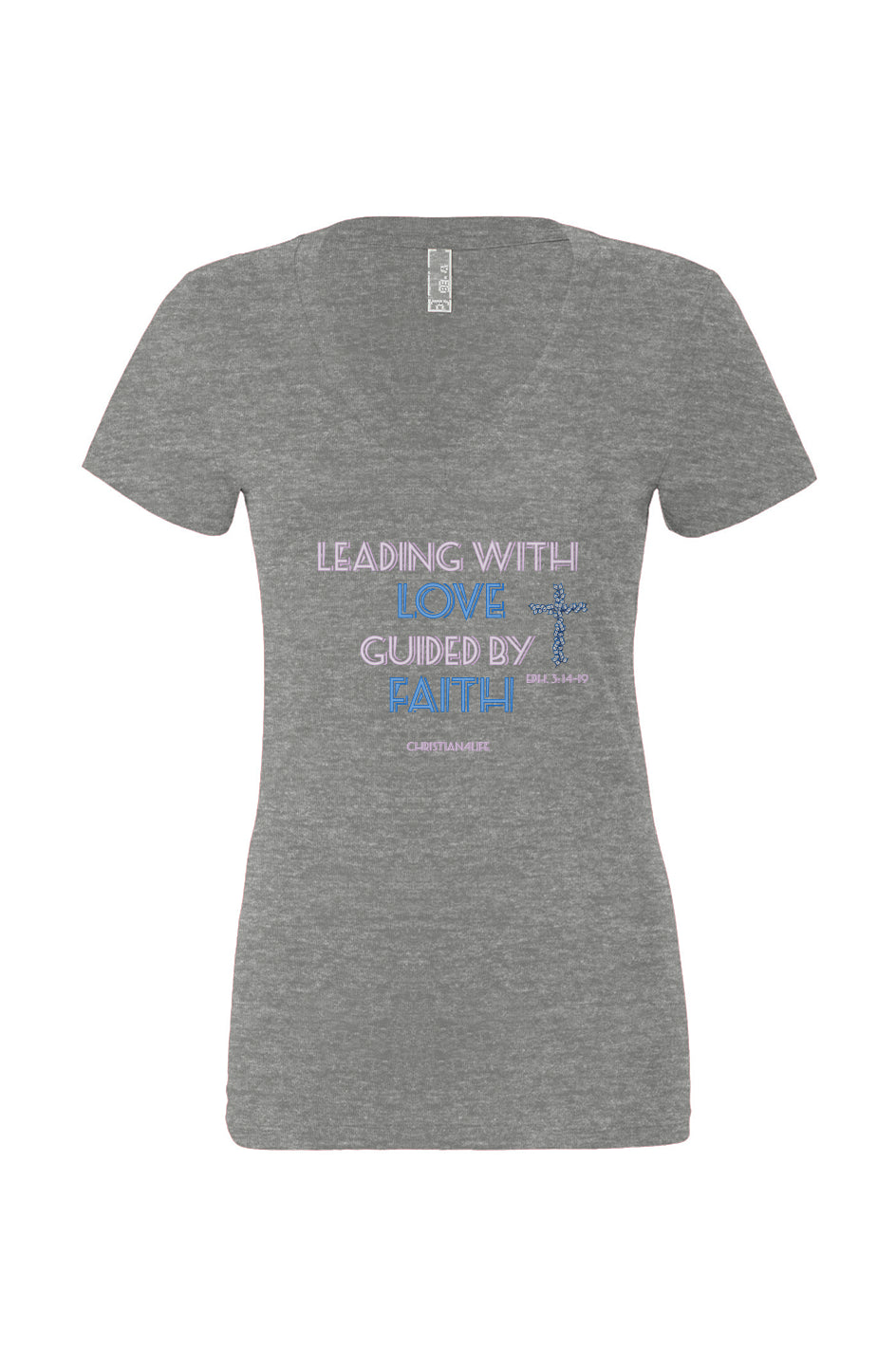 Leading with Love-Women's Jersey Short Sleeve Deep V-Neck Tee T-Shirt Christian4Life