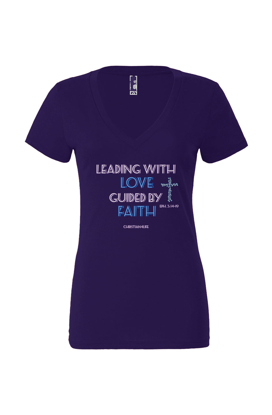 Leading with Love-Women's Jersey Short Sleeve Deep V-Neck Tee T-Shirt Christian4Life