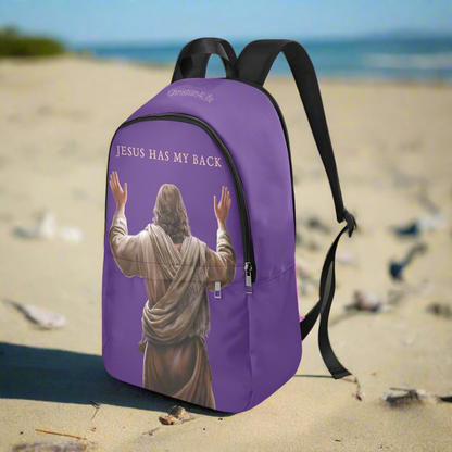 "Jesus Has My Back" Christian Backpack (Choose Purple Shade)