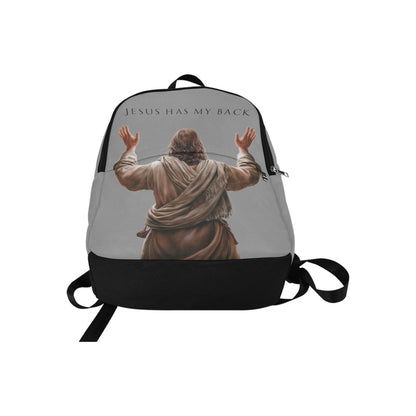 "Jesus Has My Back" Graphic design Christian Backpack (Choose Grey Shade)