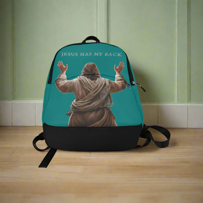 "Jesus Has My Back" Christian Backpack (Choose Green Shade)