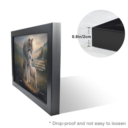 Framed - Wolf and Lamb with Isaiah 11:6 Quote, Christian Canvas, Black Frame