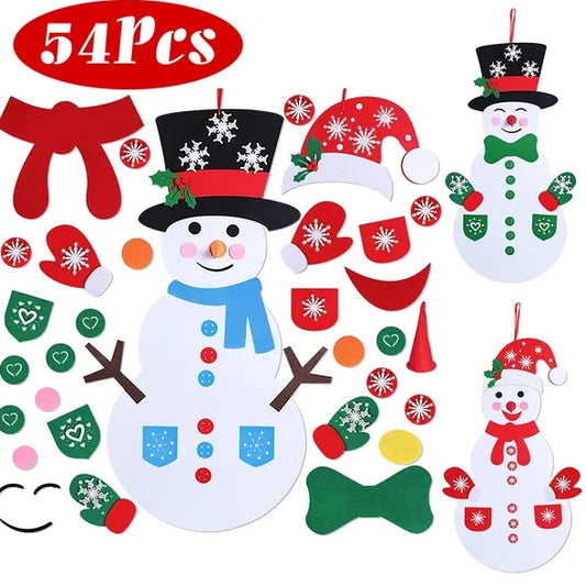 Felt Christmas Big Snowman 54pc Set, DIY Felt Christmas Hanging Decorations Home Decor Christian4Life