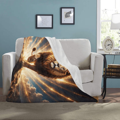 Lion of Judah, Holy Spirit, Clouds and Golden Rays -Ultra-Soft Micro Fleece Blanket (4 sizes)