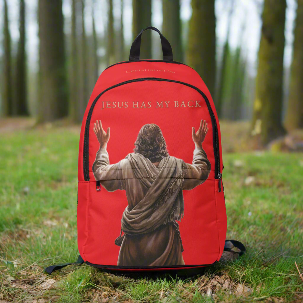 "Jesus Has My Back" Christian Backpack (red) Bags Christian4Life