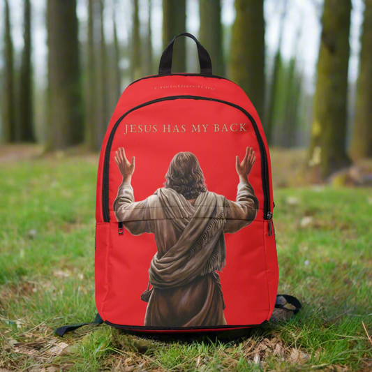 ’Jesus Has My Back’ Christian Backpack (red) - One size - Bags