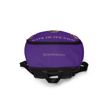 "Jesus Has My Back" Graphic design Christian Backpack (purple) Bags Christian4Life