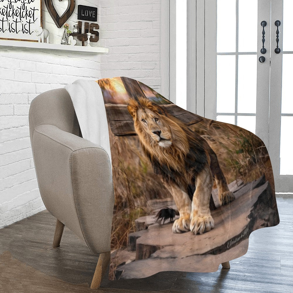 Lion of Judah Rock and Cross - Ultra-Soft Micro Fleece Blanket (multiple sizes)