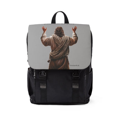 "Jesus Has My Back" Unisex Casual Shoulder Backpack, Backpack-Purse (light grey)