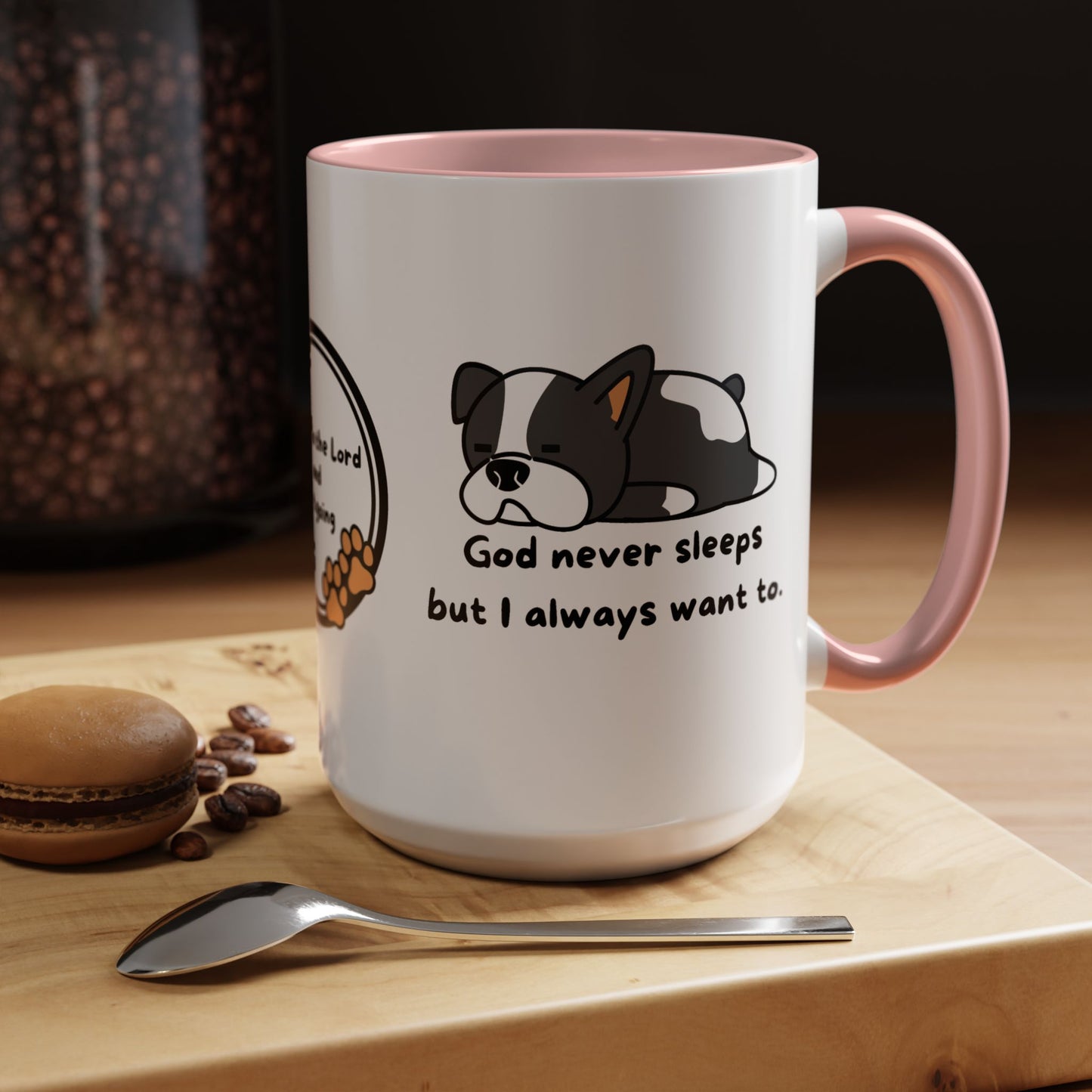 Christian "God never sleeps" 11 oz and 15oz Accent Mug, multiple colors, Christian Mug