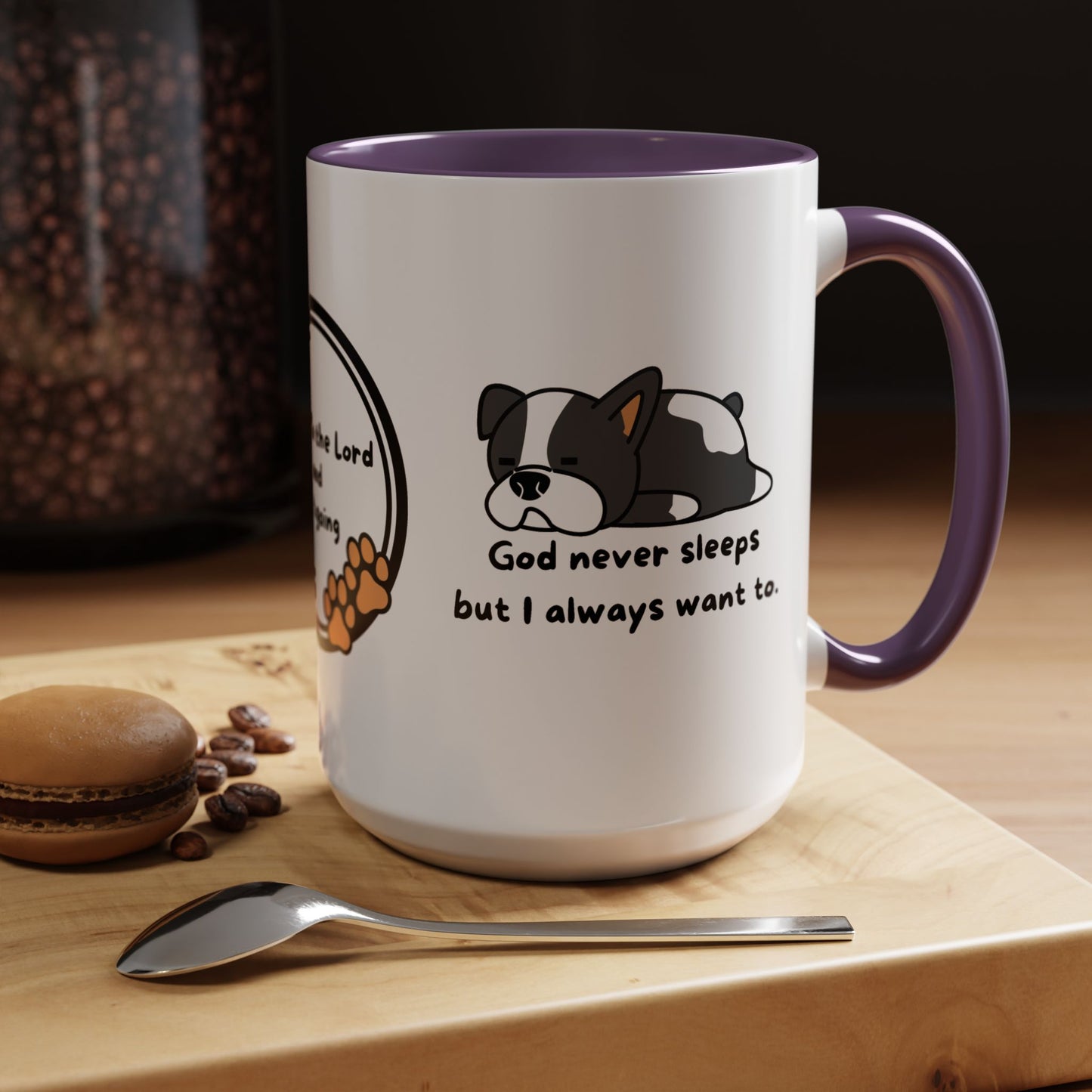 Christian "God never sleeps" 11 oz and 15oz Accent Mug, multiple colors, Christian Mug