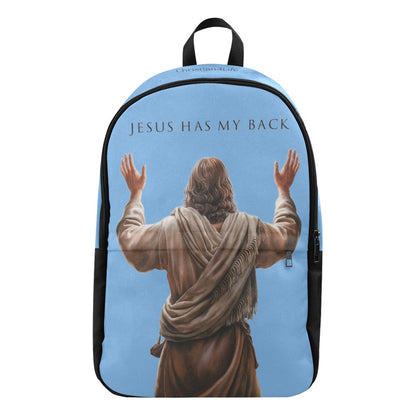 "Jesus Has My Back" Christian Backpack-Black Side Accent (Choose Green or Blue shades)
