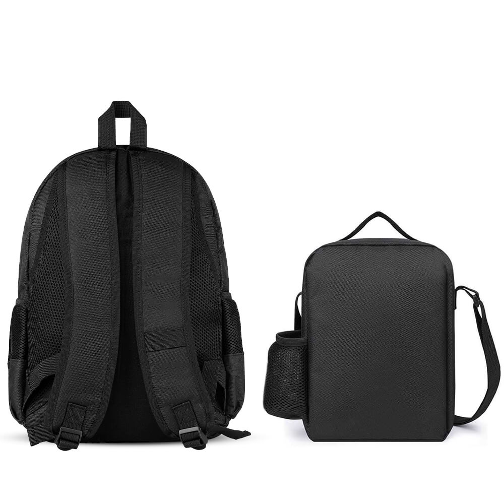 Black backpack and crossbody bag on a white background