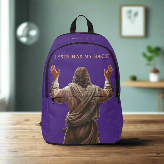 "Jesus Has My Back" Graphic design Christian Backpack (purple) Bags Christian4Life