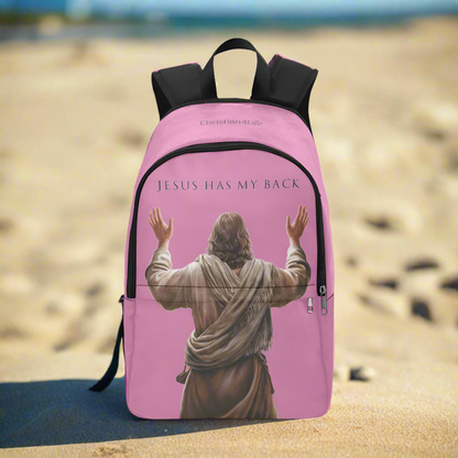 "Jesus Has My Back" Christian Backpack (Choose Pink Shade)