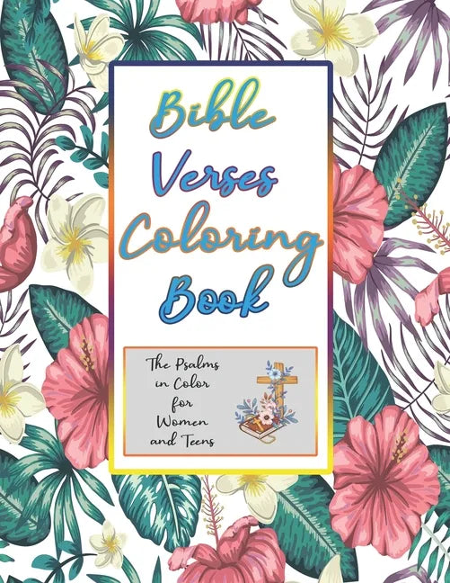 Coloring book cover with floral design and text 'Bible Verses Coloring Book'