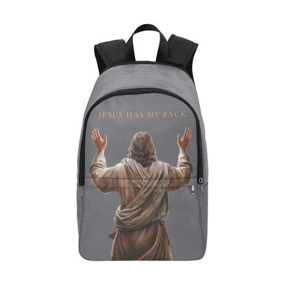 "Jesus Has My Back" Graphic design Christian Backpack (Choose Grey Shade)