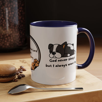 Christian "God never sleeps" 11 oz and 15oz Accent Mug, multiple colors, Christian Mug