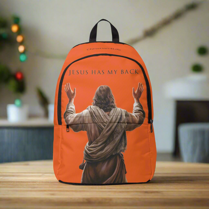 "Jesus Has My Back" Graphic design Christian Backpack (orange) Bags Christian4Life