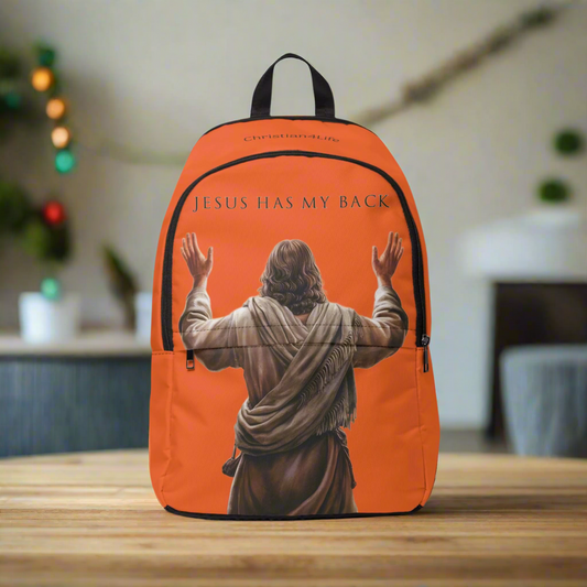 ’Jesus Has My Back’ Graphic design Christian Backpack (orange) - One size - Bags
