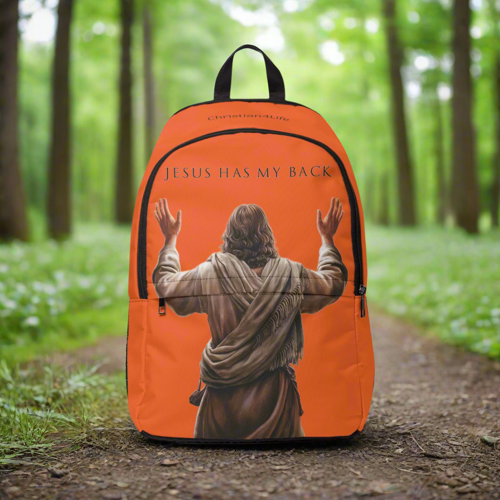 "Jesus Has My Back" Graphic design Christian Backpack (orange) Bags Christian4Life