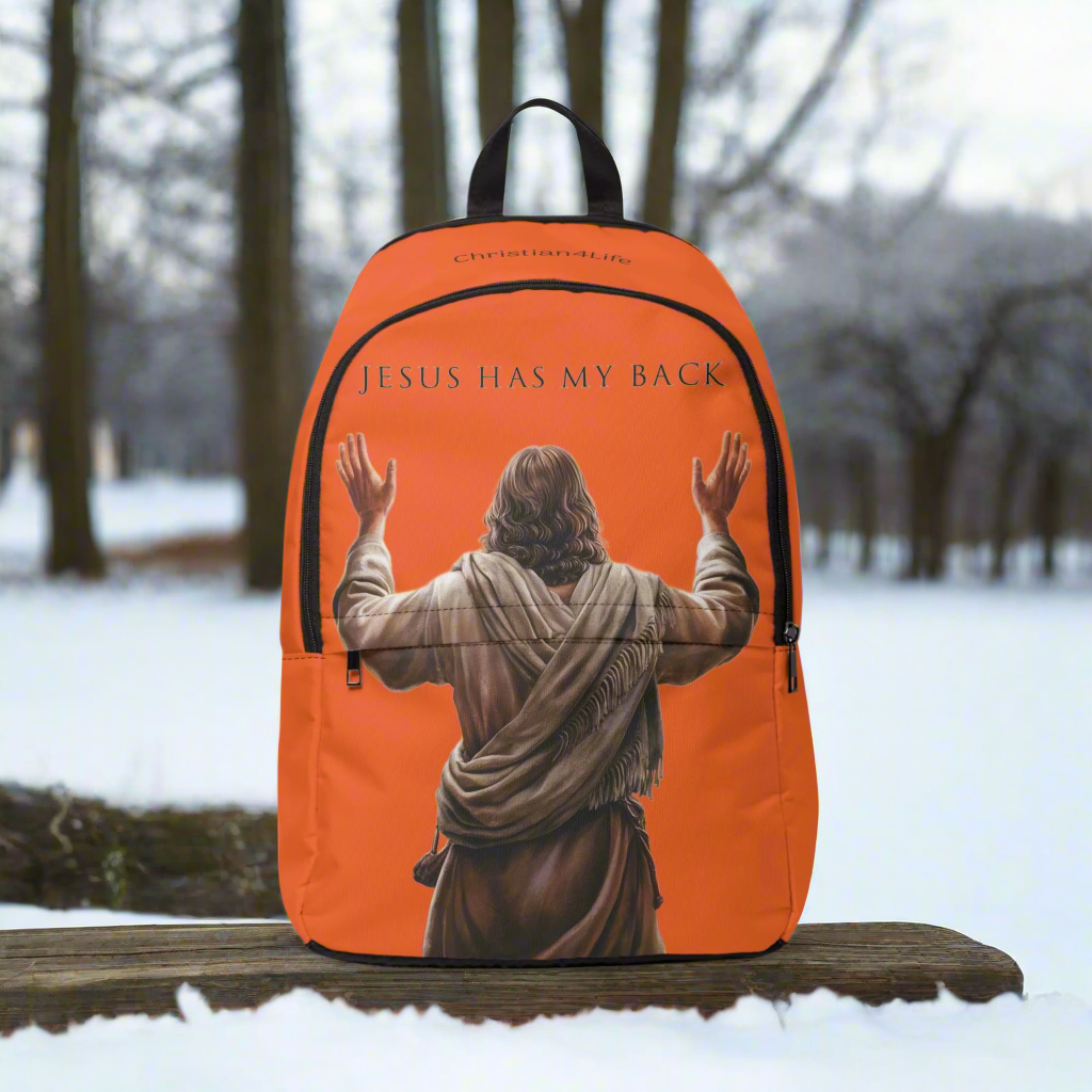 "Jesus Has My Back" Graphic design Christian Backpack (orange) Bags Christian4Life