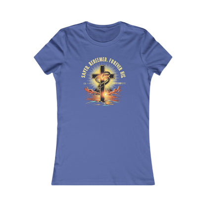 Women's "Saved, Redeemed, Forever His" inspirational style Christian t-shirt