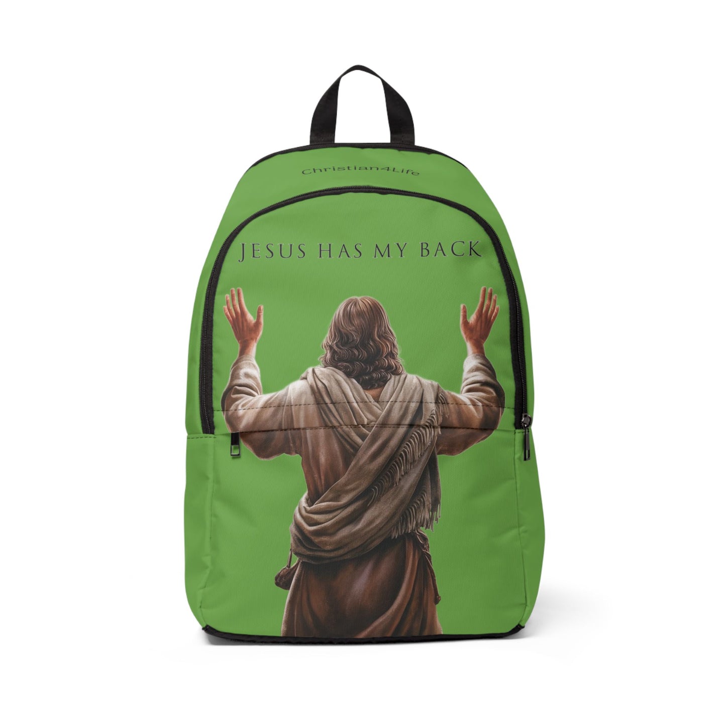 "Jesus Has My Back" design Christian Backpack (green) Bags Christian4Life