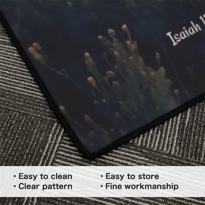 Wolf and Lamb Area Rug — Isaiah 11:6 Christian Rug with Black Binding 84" x 60"