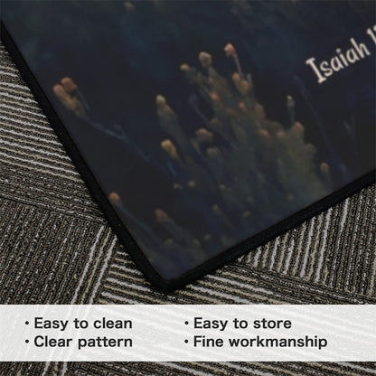 Wolf and Lamb Area Rug — With Isaiah 11:6 Quote - Christian Rug with Black Binding 84" x 60"
